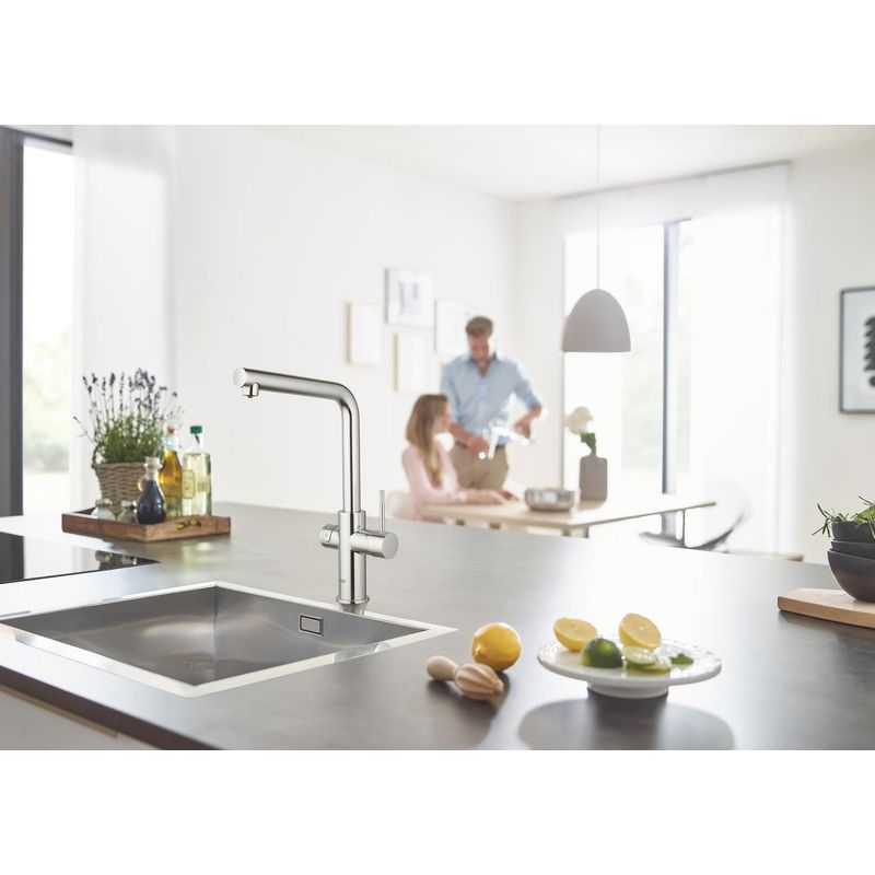 Casa si Gradina - Sanitare - Chiuveta bucatarie si accesorii - Baterii bucatarie - Baterie bucatarie Grohe 1010680001, 0.6 bar, 378 mm, 221 mm, 1 orificii instalare, 3 sprayuri, 150 unghi pivotare, Crom - Infinity.ro