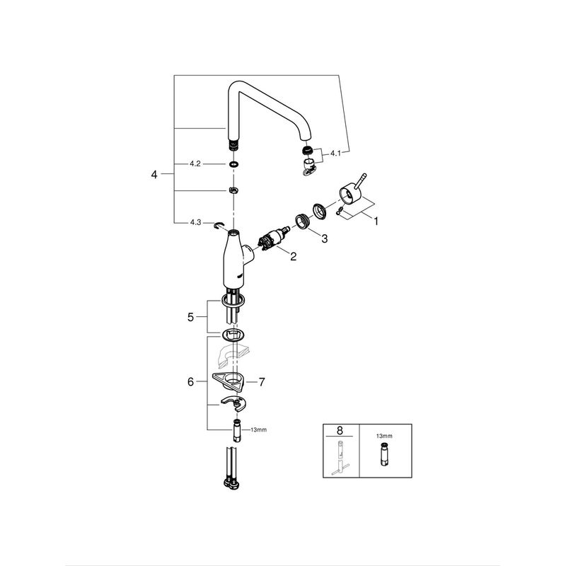 Casa si Gradina - Sanitare - Chiuveta bucatarie si accesorii - Baterii bucatarie - Baterie bucatarie Grohe 30505000, 1 bar, 300 mm, 220 mm, 1 orificii instalare, 1 sprayuri, 360 unghi pivotare, Crom - Infinity.ro