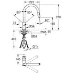 Casa si Gradina - Sanitare - Chiuveta bucatarie si accesorii - Baterii bucatarie - Baterie bucatarie Grohe 30438000, 1 bar, 379 mm, 223 mm, 1 orificii instalare, 2 sprayuri, 180 unghi pivotare, Crom - Infinity.ro