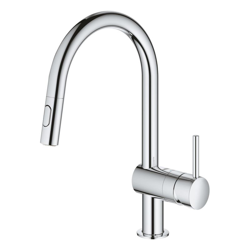 Casa si Gradina - Sanitare - Chiuveta bucatarie si accesorii - Baterii bucatarie - Baterie bucatarie Grohe 30438000, 1 bar, 379 mm, 223 mm, 1 orificii instalare, 2 sprayuri, 180 unghi pivotare, Crom - Infinity.ro