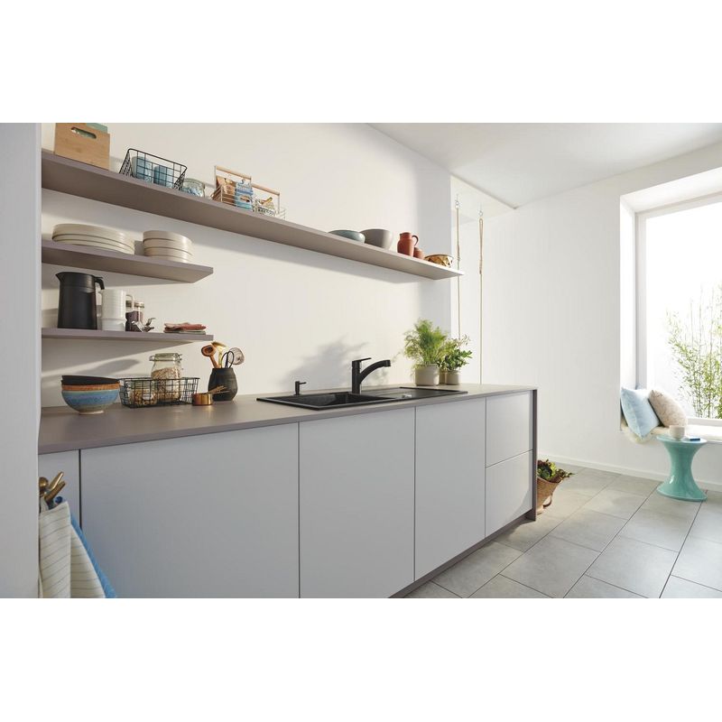 Casa si Gradina - Sanitare - Chiuveta bucatarie si accesorii - Baterii bucatarie - Baterie bucatarie Grohe 305312431, 0.8 bar, 185 mm, 227 mm, 1 orificii instalare, 2 sprayuri, 180 unghi pivotare, Negru - Infinity.ro