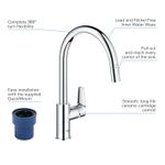 Casa si Gradina - Sanitare - Chiuveta bucatarie si accesorii - Baterii bucatarie - Baterie bucatarie Grohe 30550000, 1 bar, 357 mm, 215 mm, 1 orificii instalare, 1 sprayuri, 180 unghi pivotare, Crom - Infinity.ro