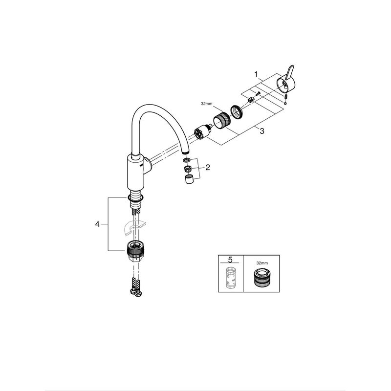 Casa si Gradina - Sanitare - Chiuveta bucatarie si accesorii - Baterii bucatarie - Baterie bucatarie Grohe 30431DC0, 1 bar, 354 mm, 224 mm, 1 orificii instalare, 1 sprayuri, Otel satinat - Infinity.ro