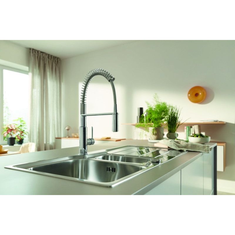 Casa si Gradina - Sanitare - Chiuveta bucatarie si accesorii - Baterii bucatarie - Baterie bucatarie Grohe 30614000, 1 bar, 455 mm, 236 mm, 1 orificii instalare, 2 sprayuri, 360 unghi pivotare, Crom - Infinity.ro