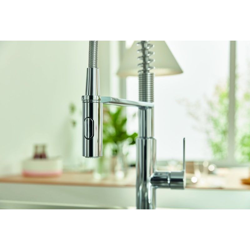 Casa si Gradina - Sanitare - Chiuveta bucatarie si accesorii - Baterii bucatarie - Baterie bucatarie Grohe 30614000, 1 bar, 455 mm, 236 mm, 1 orificii instalare, 2 sprayuri, 360 unghi pivotare, Crom - Infinity.ro