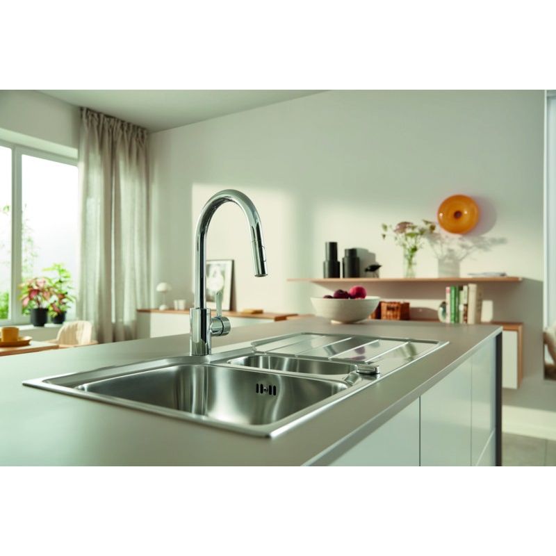 Casa si Gradina - Sanitare - Chiuveta bucatarie si accesorii - Baterii bucatarie - Baterie bucatarie Grohe 30612000, 1 bar, 381 mm, 223 mm, 1 orificii instalare, 2 sprayuri, 180 unghi pivotare, Crom - Infinity.ro