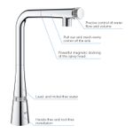 Casa si Gradina - Sanitare - Chiuveta bucatarie si accesorii - Baterii bucatarie - Baterie bucatarie Grohe 31593002, 1 bar, 370 mm, 199 mm, 1 orificii instalare, 2 sprayuri, 140 unghi pivotare, Crom - Infinity.ro