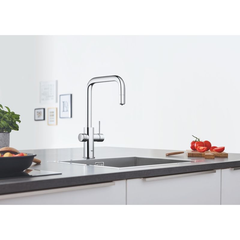 Casa si Gradina - Sanitare - Chiuveta bucatarie si accesorii - Baterii bucatarie - Baterie de bucatarie Grohe 31543000, 1 bar, 393 mm, 224 mm, 1 orificii instalare, 1 sprayuri, 150 unghi pivotare, Crom - Infinity.ro