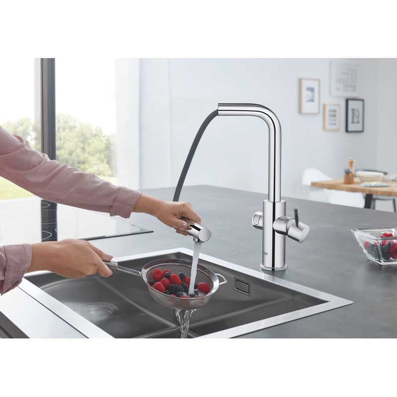 Casa si Gradina - Sanitare - Chiuveta bucatarie si accesorii - Baterii bucatarie - Baterie bucatarie Grohe 31539000, 1 bar, 378 mm, 221 mm, 1 orificii instalare, 3 sprayuri, 150 unghi pivotare, Crom - Infinity.ro