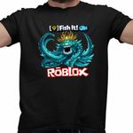 Fashion, accesorii si bijuterii - Barbati - Imbracaminte - Tricouri si bluze barbati - Tricou Barbati Roblox Fish it Laviathan Sea Monster Pescar, negru, marime M - Infinity.ro