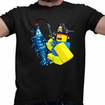 Fashion, accesorii si bijuterii - Barbati - Imbracaminte - Tricouri si bluze barbati - Tricou Barbati Noob Pescar Roblox Fish it Sea Monster, negru, marime 3XL - Infinity.ro