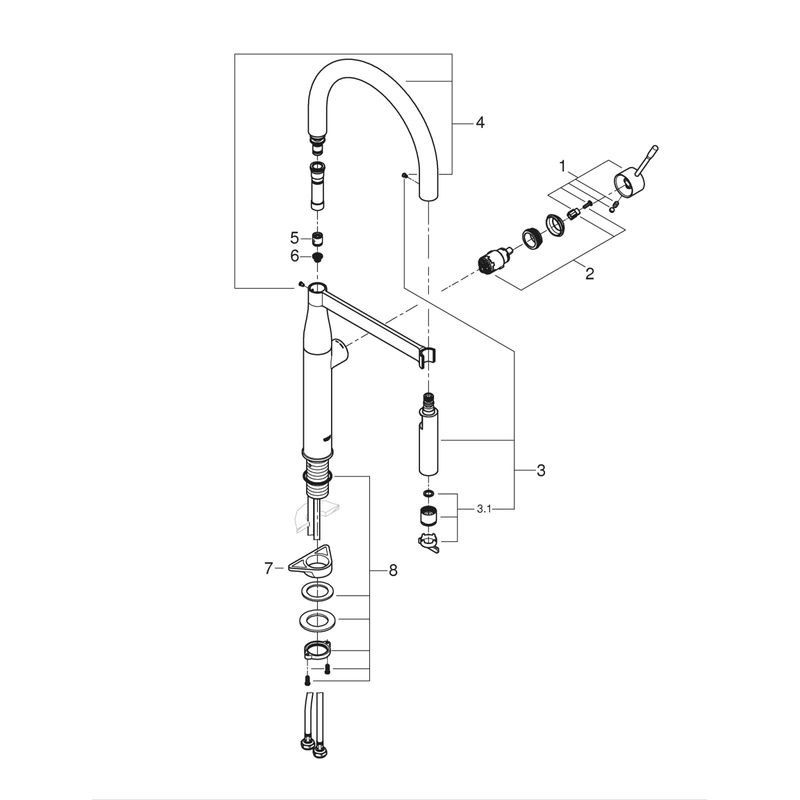 Casa si Gradina - Sanitare - Chiuveta bucatarie si accesorii - Baterii bucatarie - Baterie de bucatarie Grohe 30503000, 1 bar, 530 mm, 240 mm, 1 orificii instalare, 2 sprayuri, 360 unghi pivotare, Crom - Infinity.ro