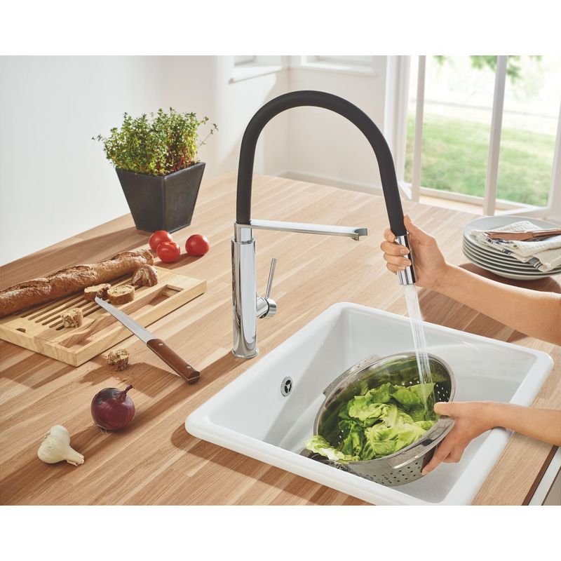 Casa si Gradina - Sanitare - Chiuveta bucatarie si accesorii - Baterii bucatarie - Baterie de bucatarie Grohe 31491000, 1 bar, 510 mm, 235 mm, 1 orificii instalare, 2 sprayuri, 360 unghi pivotare, Crom - Infinity.ro