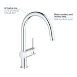 Casa si Gradina - Sanitare - Chiuveta bucatarie si accesorii - Baterii bucatarie - Baterie de bucatarie Grohe 32918000, 1 bar, 360 mm, 215 mm, 1 orificii instalare, 2 sprayuri, 160 unghi pivotare, Crom - Infinity.ro