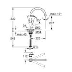 Casa si Gradina - Sanitare - Chiuveta bucatarie si accesorii - Baterii bucatarie - Baterie de bucatarie Grohe 31554001, 1 bar, 332 mm, 223 mm, 1 orificii instalare, 1 sprayuri, 360 unghi pivotare, Crom - Infinity.ro