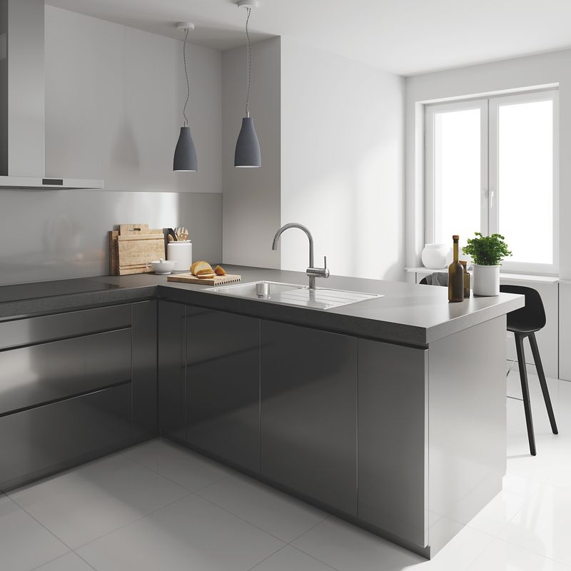 Casa si Gradina - Sanitare - Chiuveta bucatarie si accesorii - Baterii bucatarie - Baterie de bucatarie Grohe 32918000, 1 bar, 360 mm, 215 mm, 1 orificii instalare, 2 sprayuri, 160 unghi pivotare, Crom - Infinity.ro