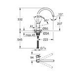 Casa si Gradina - Sanitare - Chiuveta bucatarie si accesorii - Baterii bucatarie - Baterie de bucatarie Grohe 31553001, 1 bar, 332 mm, 223 mm, 1 orificii instalare, 1 sprayuri, 360 unghi pivotare, Crom - Infinity.ro