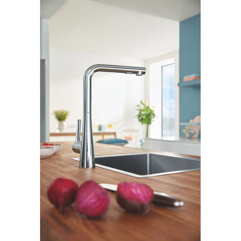 Casa si Gradina - Sanitare - Chiuveta bucatarie si accesorii - Baterii bucatarie - Baterie de bucatarie Grohe 32553002, 1 bar, 380 mm, 205 mm, 1 orificii instalare, 2 sprayuri, 360 unghi pivotare, Crom - Infinity.ro
