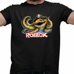 Fashion, accesorii si bijuterii - Barbati - Imbracaminte - Tricouri si bluze barbati - Tricou Barbati Roblox Fish it Huggy Wuggy Pirat Sea Monster, negru, marime XL - Infinity.ro