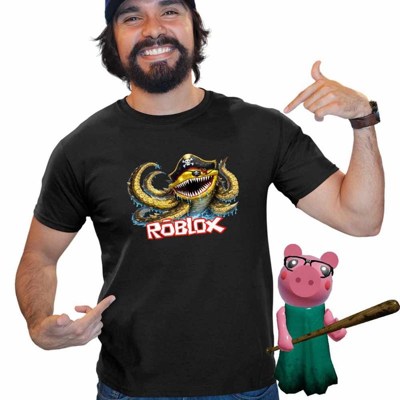 Fashion, accesorii si bijuterii - Barbati - Imbracaminte - Tricouri si bluze barbati - Tricou Barbati Roblox Fish it Huggy Wuggy Pirat Sea Monster, negru, marime XL - Infinity.ro