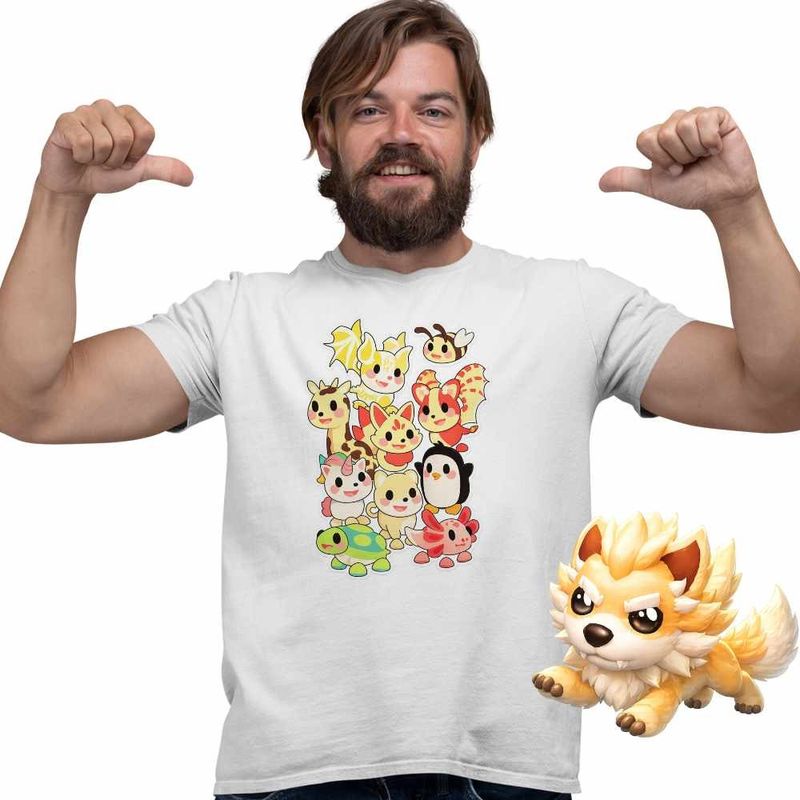 Fashion, accesorii si bijuterii - Barbati - Imbracaminte - Tricouri si bluze barbati - Tricou Barbati Roblox Adopt Me Cute Pets, alb, marime S - Infinity.ro