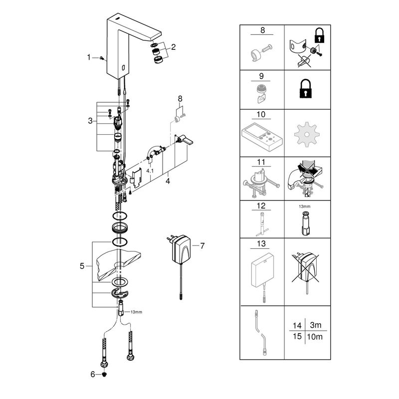 Casa si Gradina - Sanitare - Lavoar baie si accesorii - Baterii sanitare - Baterie lavoar cu senzor Grohe 36440000, 1 bar, 225 mm, 189 mm, 380 mm, 7 programe, 1 orificii instalare, Crom - Infinity.ro