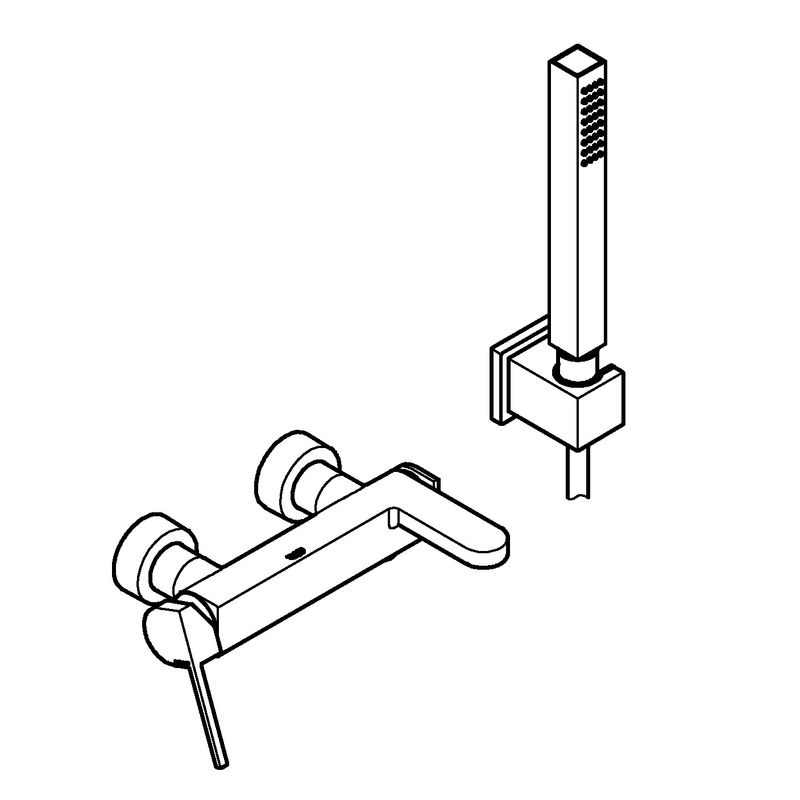 Casa si Gradina - Sanitare - Lavoar baie si accesorii - Baterii sanitare - Set baterie cada Grohe 33547003, 1 bar, 66 mm, 1.5 m, 189 mm, 89 mm, 2 orificii instalare, 1 functii para dus, Crom - Infinity.ro