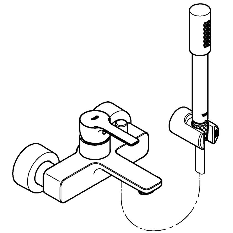 Casa si Gradina - Sanitare - Lavoar baie si accesorii - Baterii sanitare - Set de cada Grohe 33850001, 1 bar, 66 mm, 1.25 m, 244 mm, 184 mm, 2 orificii instalare, 1 functii para dus, Crom - Infinity.ro