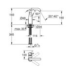 Casa si Gradina - Sanitare - Lavoar baie si accesorii - Baterii sanitare - Baterie de lavoar Grohe 23463001, 28 mm, 1 bar, 35 mm, 193 mm, 114 mm, 385 mm, 1 orificii instalare, Crom - Infinity.ro