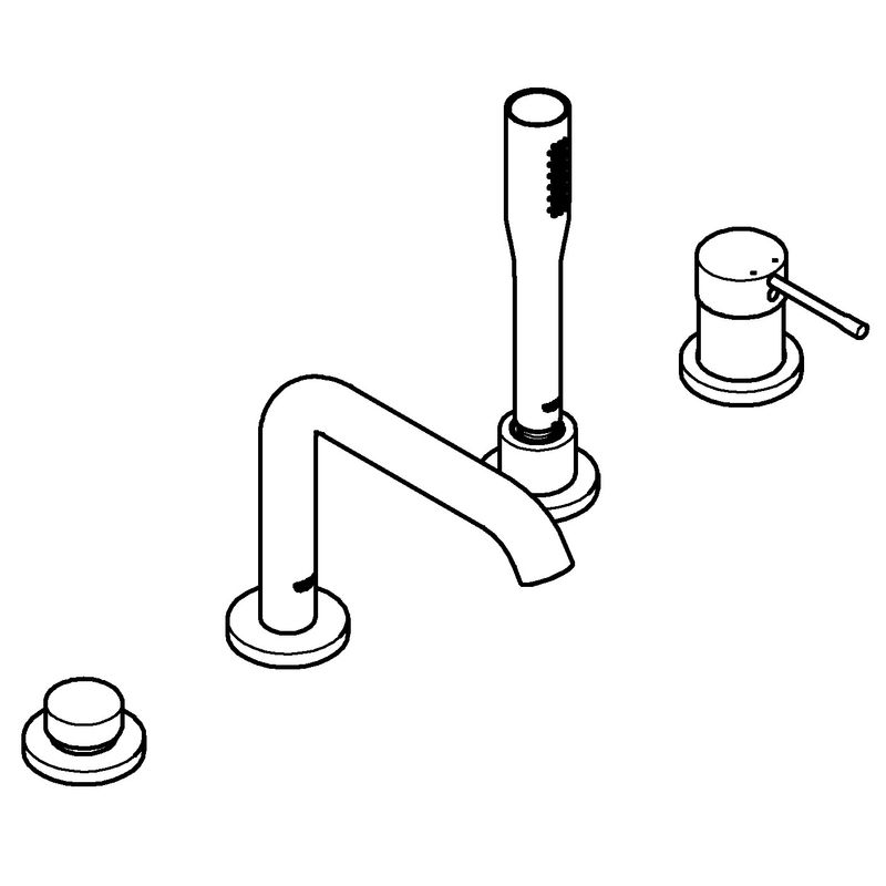 Casa si Gradina - Sanitare - Lavoar baie si accesorii - Baterii sanitare - Baterie cada Grohe 25251001, 1 bar, 28 mm, 2 m, 251 mm, 480 mm, 197 mm, 4 orificii instalare, 1 functii para dus, Crom - Infinity.ro
