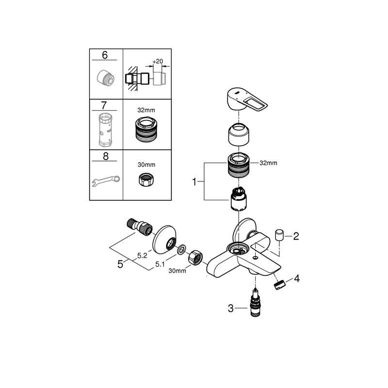 Casa si Gradina - Sanitare - Lavoar baie si accesorii - Baterii sanitare - Baterie cada Grohe 23603001, 1 bar, 225 mm, 177 mm, 43 mm, 2 orificii instalare, 1/2 dimensiune racord, Crom - Infinity.ro