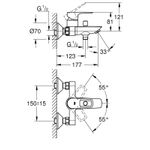 Casa si Gradina - Sanitare - Lavoar baie si accesorii - Baterii sanitare - Baterie cada Grohe 23603001, 1 bar, 225 mm, 177 mm, 43 mm, 2 orificii instalare, 1/2 dimensiune racord, Crom - Infinity.ro