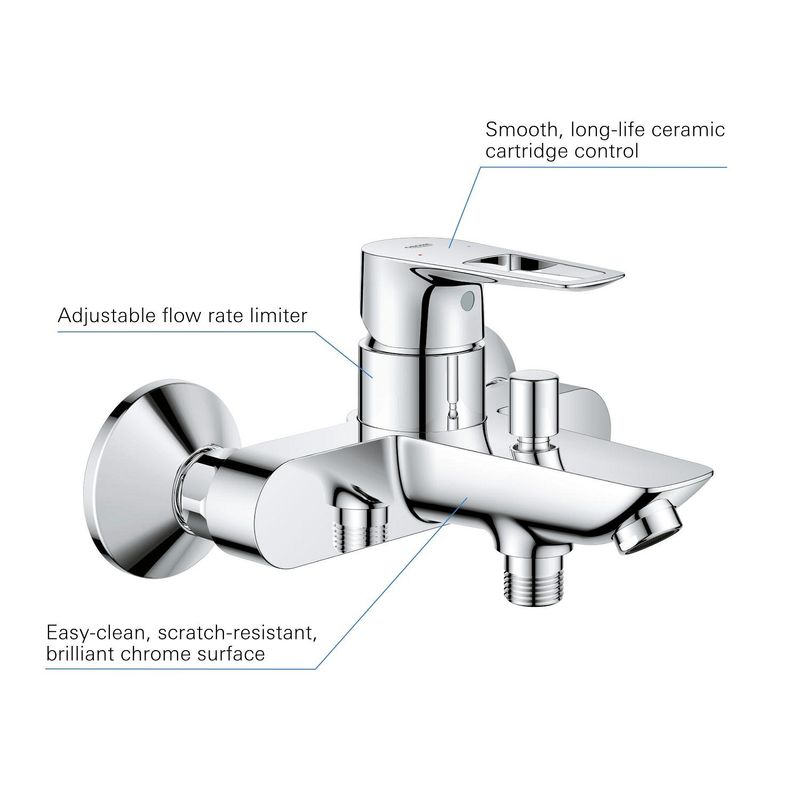 Casa si Gradina - Sanitare - Lavoar baie si accesorii - Baterii sanitare - Baterie cada Grohe 23603001, 1 bar, 225 mm, 177 mm, 43 mm, 2 orificii instalare, 1/2 dimensiune racord, Crom - Infinity.ro