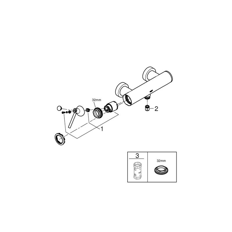 Casa si Gradina - Sanitare - Lavoar baie si accesorii - Baterii sanitare - Baterie dus Grohe 32650003, 1 bar, 228 mm, 102 mm, 2 orificii instalare, 1/2 dimensiune racord furtun, Crom - Infinity.ro
