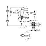 Casa si Gradina - Sanitare - Lavoar baie si accesorii - Baterii sanitare - Baterie lavoar Grohe 23931001, 28 mm, 5.7 l/min, 0.3 bar, 35 mm, 155 mm, 101 mm, 370 mm, 1 orificii instalare, Crom - Infinity.ro