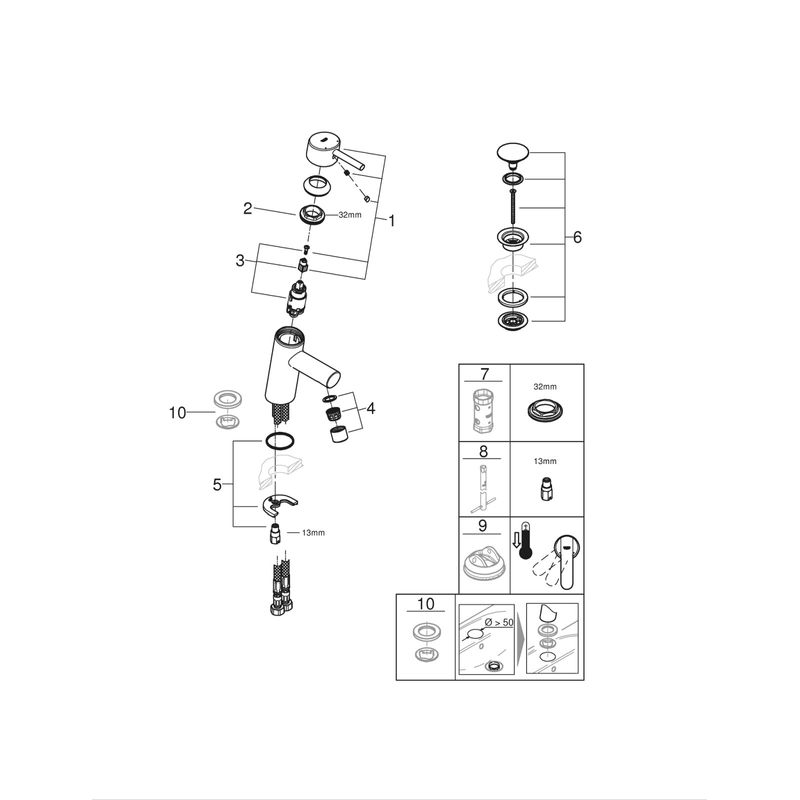 Casa si Gradina - Sanitare - Lavoar baie si accesorii - Baterii sanitare - Baterie lavoar Grohe 23931001, 28 mm, 5.7 l/min, 0.3 bar, 35 mm, 155 mm, 101 mm, 370 mm, 1 orificii instalare, Crom - Infinity.ro
