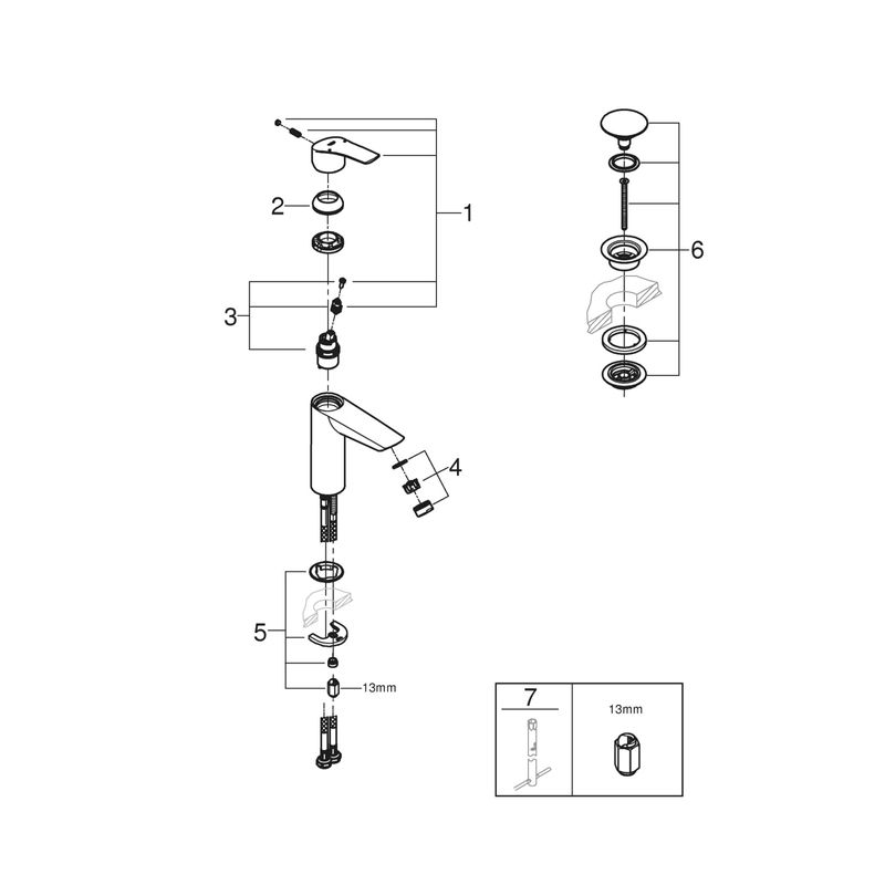 Casa si Gradina - Sanitare - Lavoar baie si accesorii - Baterii sanitare - Baterie lavoar Grohe 23923003, 28 mm, 5.7 l/min, 0.3 bar, 35 mm, 195 mm, 121 mm, 365 mm, 1 orificii instalare, Crom - Infinity.ro