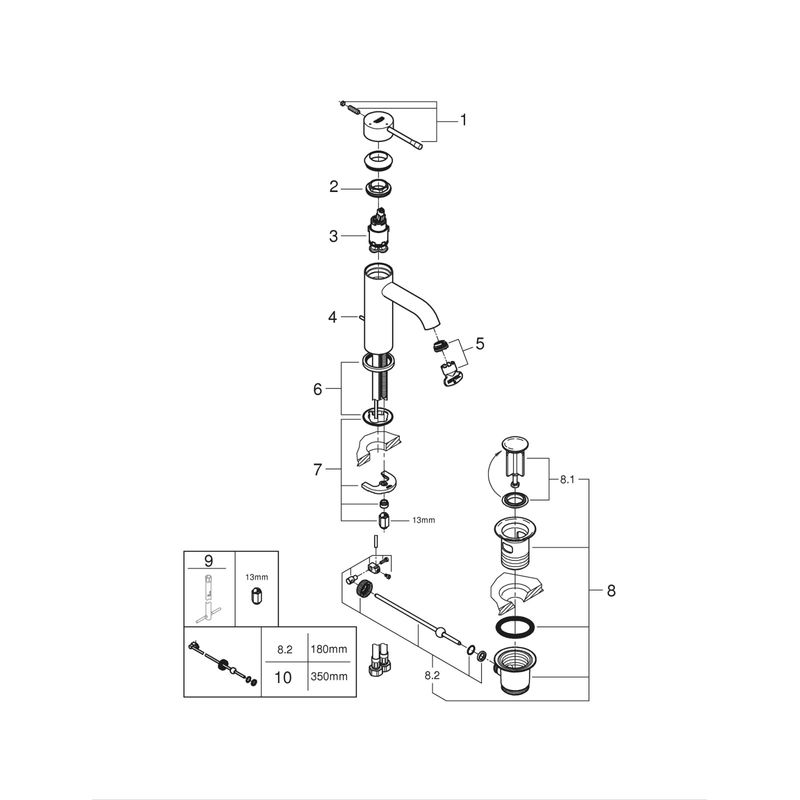 Casa si Gradina - Sanitare - Lavoar baie si accesorii - Baterii sanitare - Baterie lavoar Grohe 24180001, 28 mm, 5.7 l/min, 0.3 bar, 35 mm, 174 mm, 94 mm, 360 mm, 1 orificii instalare, Crom - Infinity.ro