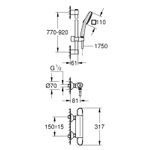 Casa si Gradina - Sanitare - Lavoar baie si accesorii - Baterii sanitare - Baterie dus Grohe 34824005, 0.8 bar, 80 mm, 317 mm, 110 mm, 1.75 m, 900 mm, 2 orificii instalare, Crom - Infinity.ro