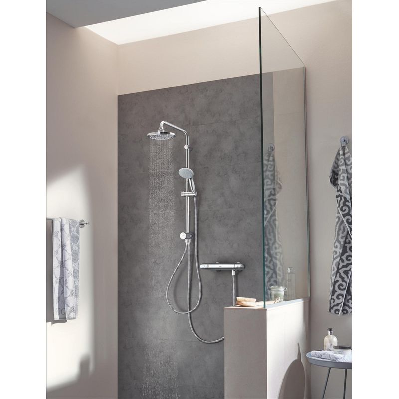 Casa si Gradina - Sanitare - Lavoar baie si accesorii - Baterii sanitare - Baterie dus Grohe 34814003, 0.8 bar, 81 mm, 305 mm, 2 orificii instalare, 1/2 dimensiune racord furtun, Crom - Infinity.ro