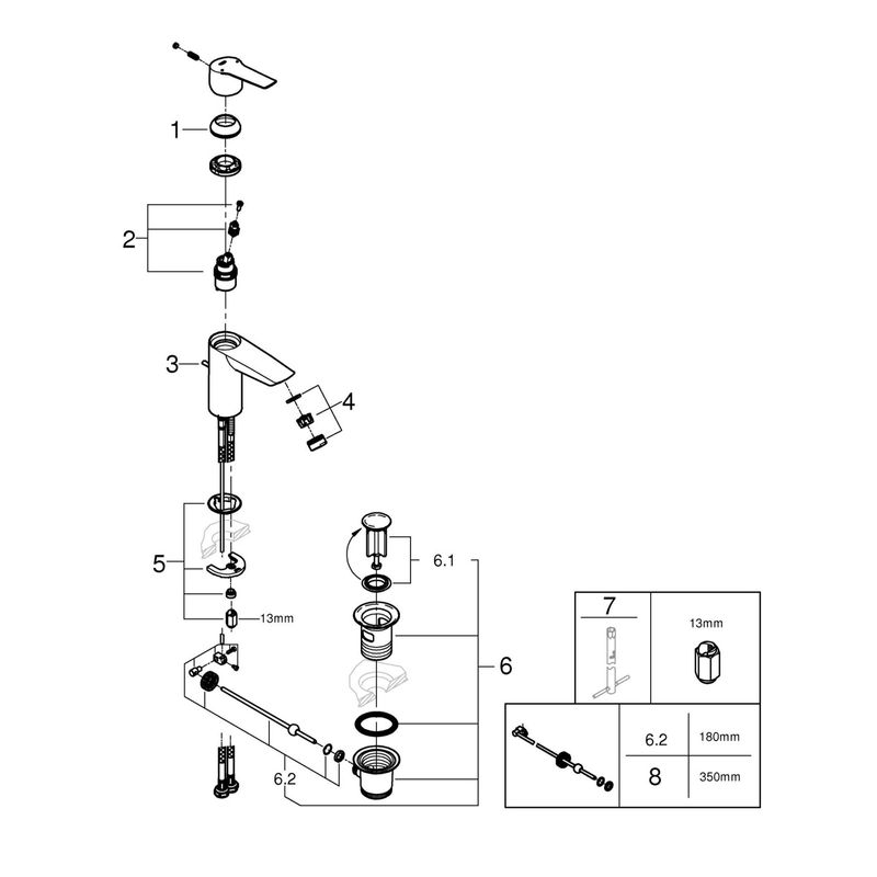 Casa si Gradina - Sanitare - Lavoar baie si accesorii - Baterii sanitare - Baterie lavoar Grohe 242092432, 28 mm, 5.7 l/min, 0.6 bar, 35 mm, 165 mm, 109 mm, 395 mm, 1 orificii instalare, Negru - Infinity.ro