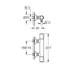 Casa si Gradina - Sanitare - Lavoar baie si accesorii - Baterii sanitare - Baterie dus Grohe 34840000, 1 bar, 317 mm, 72 mm, 2 orificii instalare, 1/2 dimensiune racord furtun, Crom - Infinity.ro