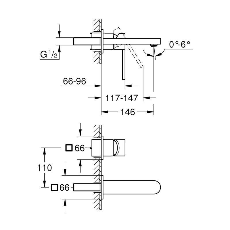 Casa si Gradina - Sanitare - Lavoar baie si accesorii - Baterii sanitare - Baterie lavoar Grohe 29303003, 1 bar, 35 mm, 96 mm, 146 mm, 2 orificii instalare, 1/2 dimensiune racord, Crom - Infinity.ro