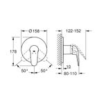 Casa si Gradina - Sanitare - Lavoar baie si accesorii - Baterii sanitare - Unitate comanda Grohe 24046003, 1 bar, 158 mm, 10 mm, 1 iesiri, 1 functii palarie dus, 1/2 dimensiune racord, Crom - Infinity.ro