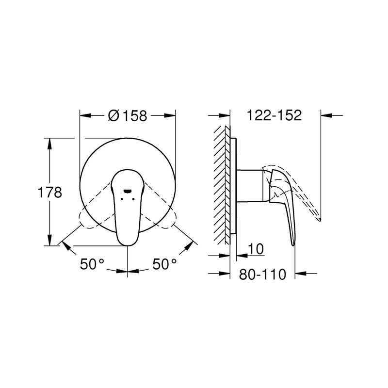 Casa si Gradina - Sanitare - Lavoar baie si accesorii - Baterii sanitare - Unitate comanda Grohe 24046003, 1 bar, 158 mm, 10 mm, 1 iesiri, 1 functii palarie dus, 1/2 dimensiune racord, Crom - Infinity.ro