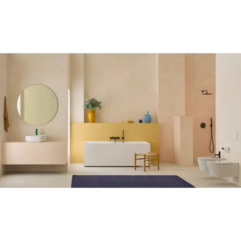 Casa si Gradina - Sanitare - Lavoar baie si accesorii - Baterii sanitare - Baterie dus Roca A5A213FCN0, 0.6 bar, 102 mm, 280 mm, 2 orificii instalare, 1/2 dimensiune racord furtun, Negru - Infinity.ro