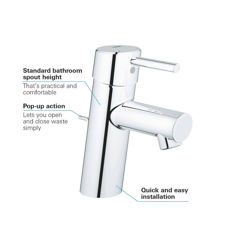 Casa si Gradina - Sanitare - Lavoar baie si accesorii - Baterii sanitare - Baterie lavoar Grohe 32204001, 28 mm, 5.7 l/min, 1 bar, 35 mm, 155 mm, 101 mm, 1.57 kg, 370 mm, Crom - Infinity.ro