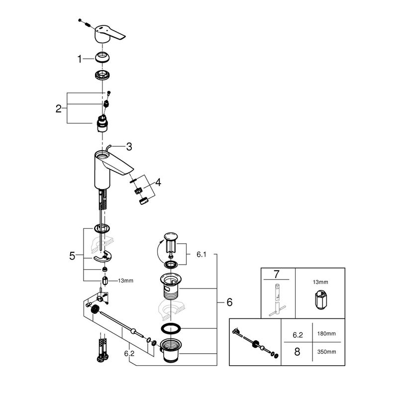 Casa si Gradina - Sanitare - Lavoar baie si accesorii - Baterii sanitare - Baterie lavoar Grohe 311372432, 28 mm, 5.7 l/min, 0.6 bar, 35 mm, 165 mm, 109 mm, 395 mm, 1 orificii instalare, Negru - Infinity.ro