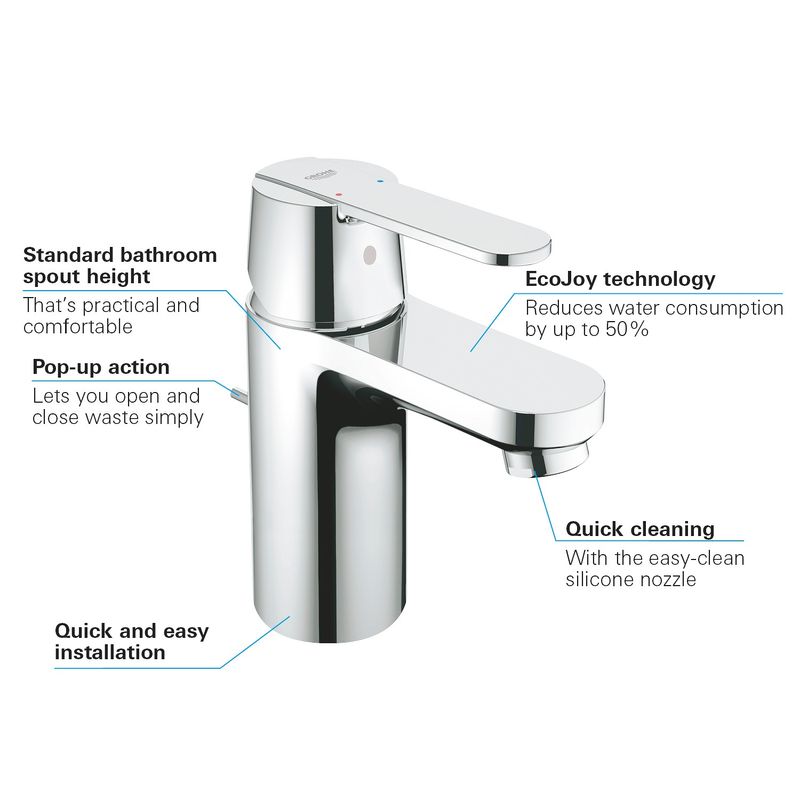 Casa si Gradina - Sanitare - Lavoar baie si accesorii - Baterii sanitare - Baterie lavoar Grohe 32883000, 35 mm, 5.7 l/min, 1 bar, 139 mm, 90 mm, 370 mm, 1 orificii instalare, Crom - Infinity.ro