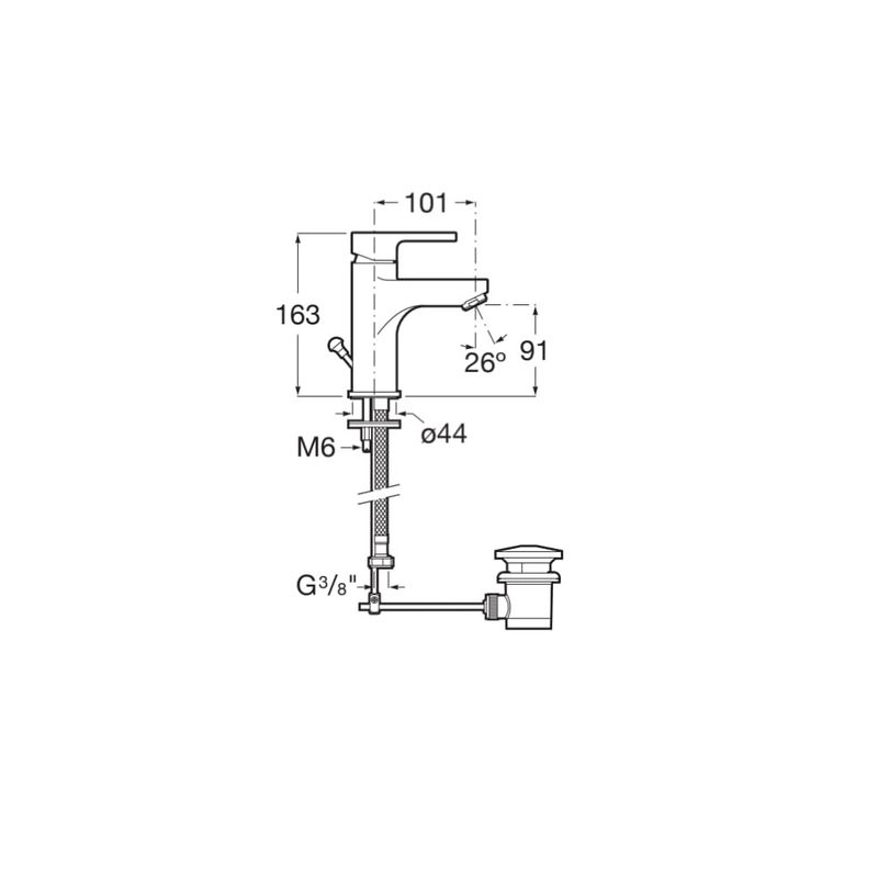 Casa si Gradina - Sanitare - Lavoar baie si accesorii - Baterii sanitare - Baterie lavoar Roca A5A306AC0K, 28 mm, 5 l/min, 0.5 bar, 35 mm, 163 mm, 110 mm, 365 mm, 1 orificii instalare, Crom - Infinity.ro